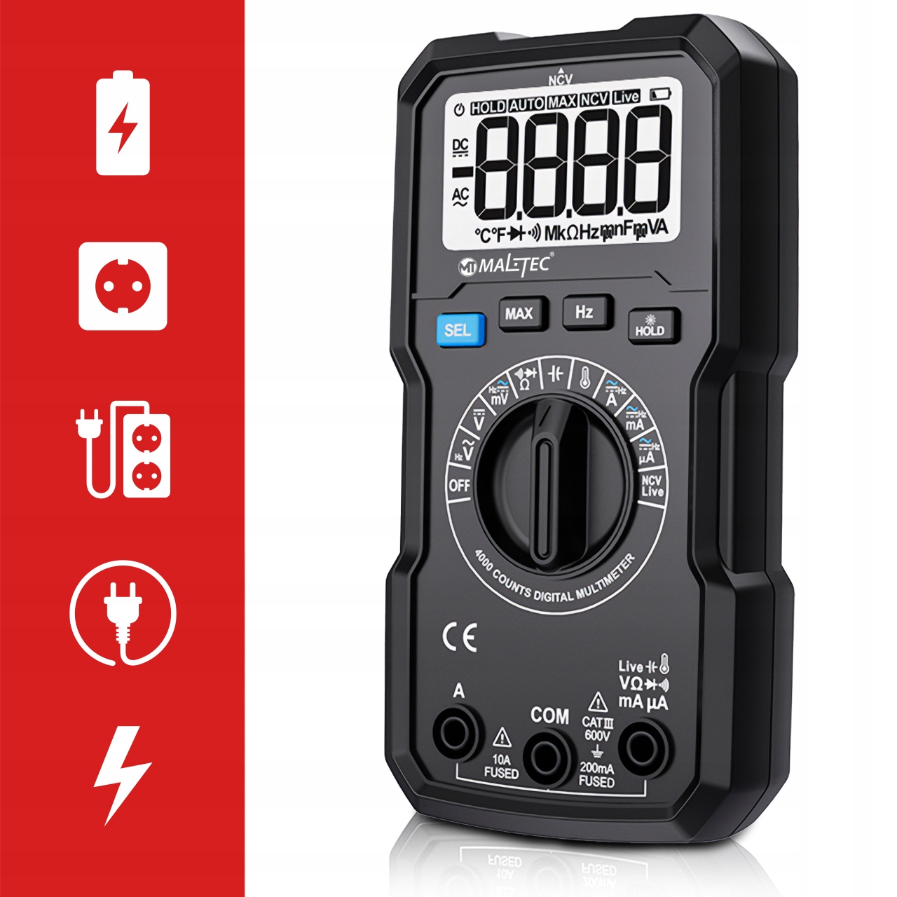 Multimetro digitale Misuratore di corrente Tester LCD elettrico Set cavi Condizioni di imballaggio originali