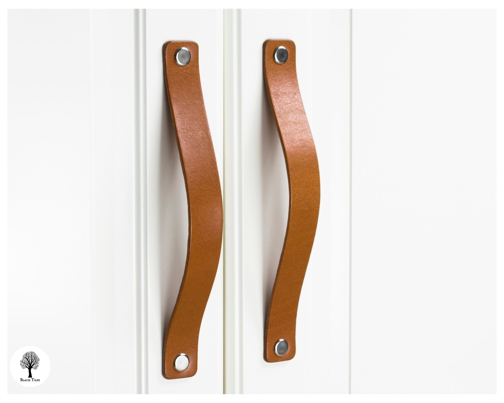 Poignées de meubles en cuir cognac 160 mm pour tiroirs, armoires, style scandinave, code fabricant, espacement 160 mm