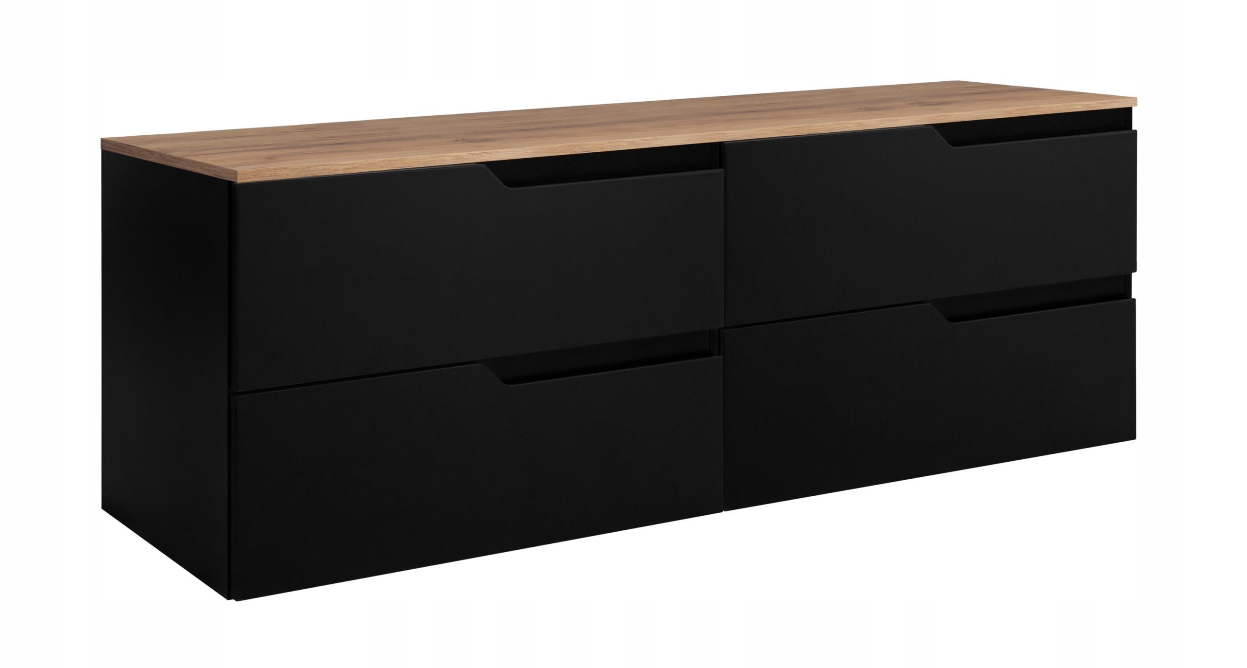 RODAN MODERN Badmöbel Set 120 cm Schwarz mit Arbeitsplatte Eiche Craft Gold – Hauptansicht