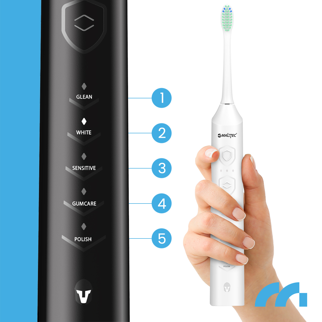 2x Sonic Electric Toothbrush Set 6 Heads Charger Maximum speed 45000 rpm