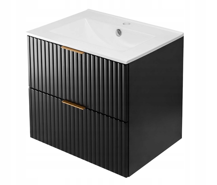 RODAN FLOW Waschtischunterschrank 60 cm Schwarz mit Waschbecken