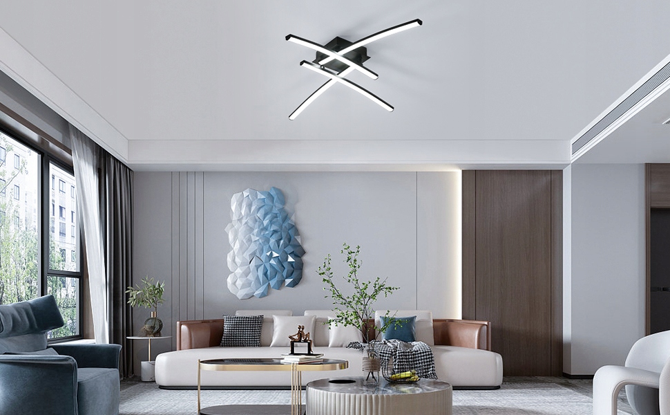 LAMPA SUFITOWA PLAFON LED LAMPA WISZACA CZARNA 6500K NOWOCZESNA DO SALONU Liczba punktów światła 4