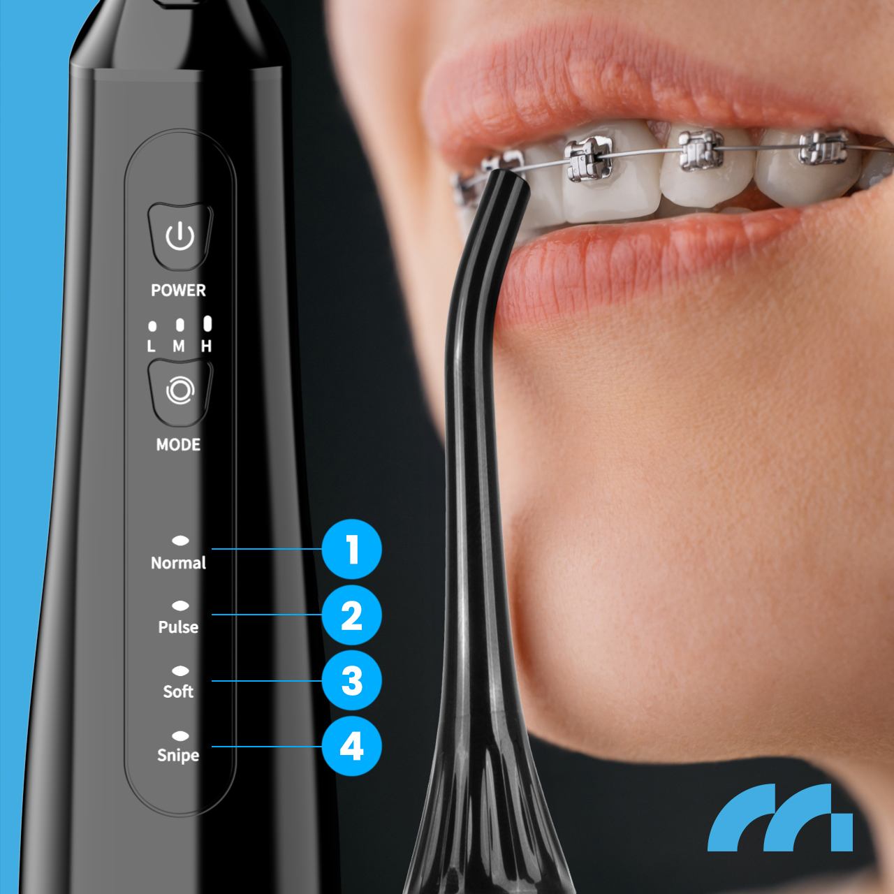 dental-irrigator cordless 6 ugelli 4 modalità forte 150PSI Capacità serbatoio 320 ml