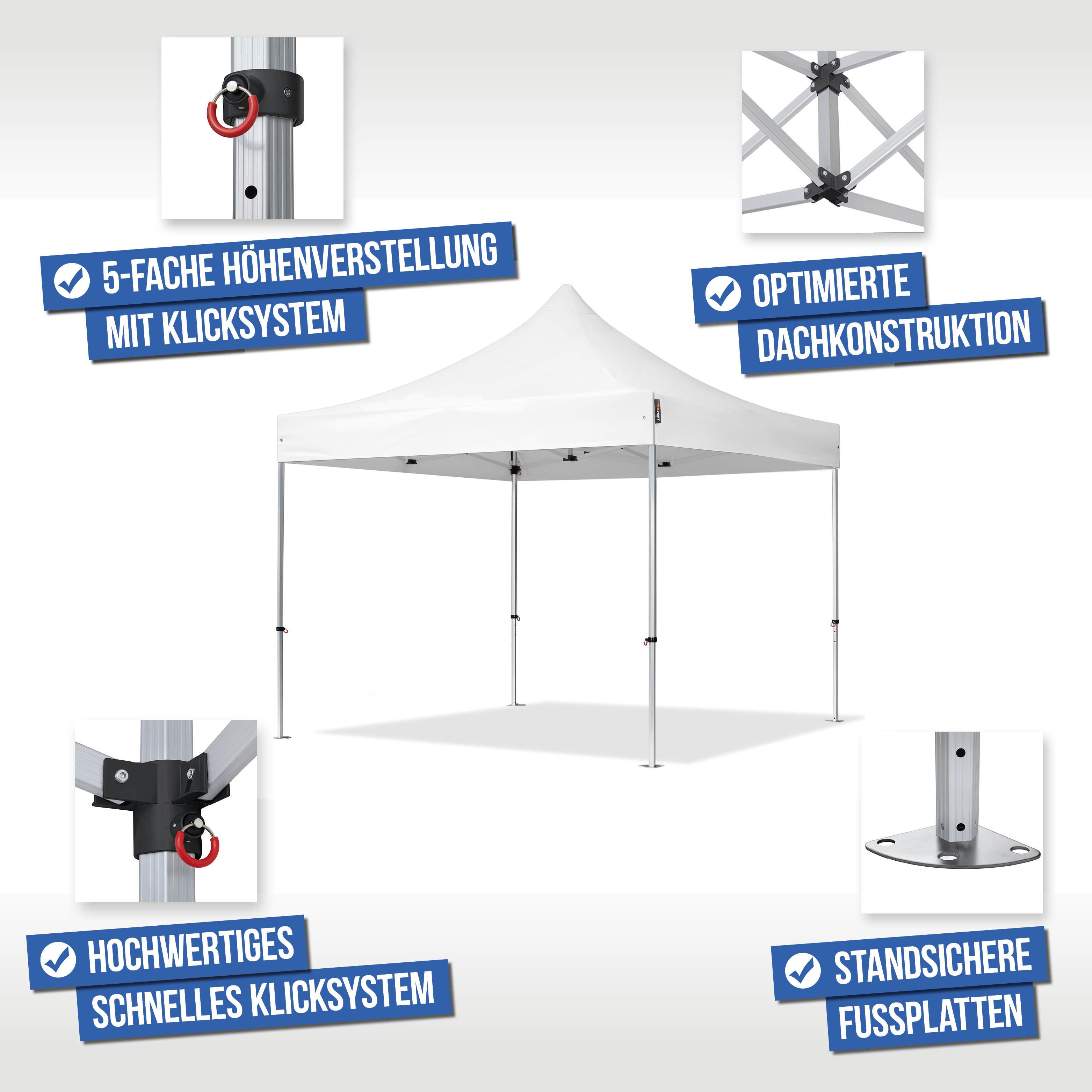Vispronet Profi Faltpavillon 3x4,5m Rot - Mit 4 Seitenteilen Inkl. Tür
