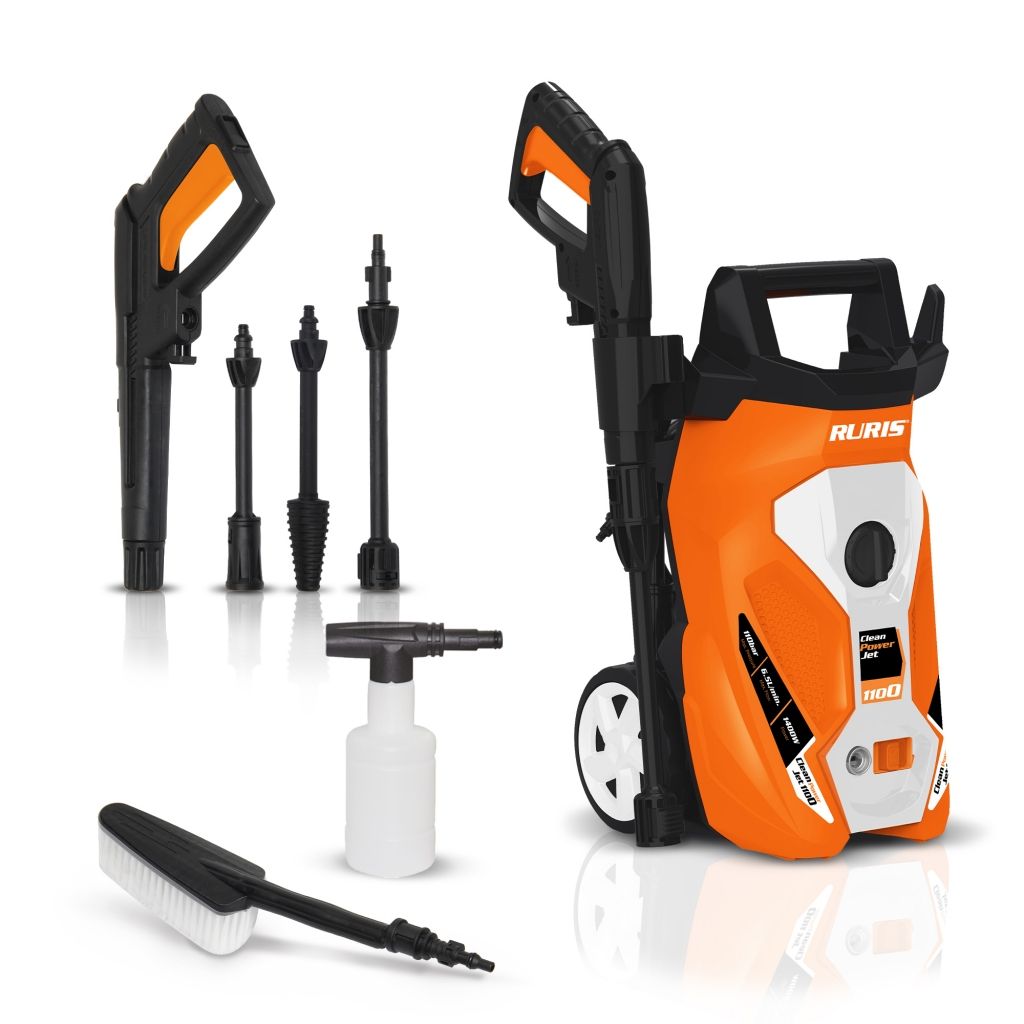 RURIS CleanPowerJet 1100 - Nettoyeur haute pression 1400 W, 110 bar, 390 l/h, accessoires inclus