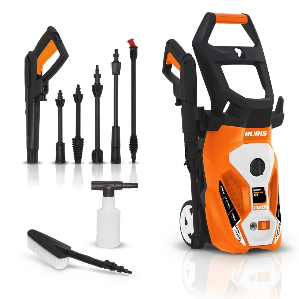 RURIS CleanPowerJet 1300 - Nettoyeur haute pression 1600 W, 130 bar, 7 l/min, flexible 6 m