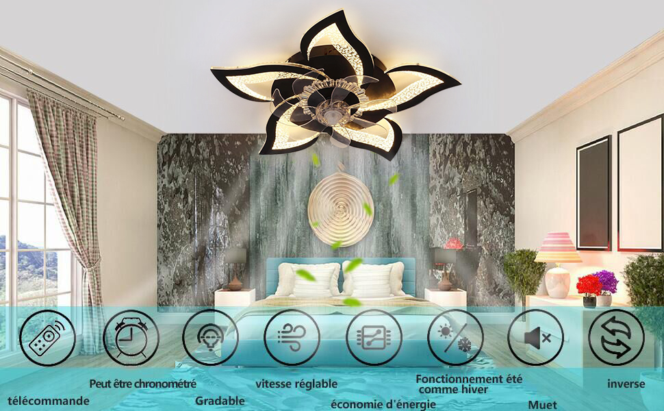 Ventilatore Da Soffitto Con Luce E Telecomando - 77 Cm, 6 Velocità, 30dB Silenzioso - Bianco Per Casa - Foto 4