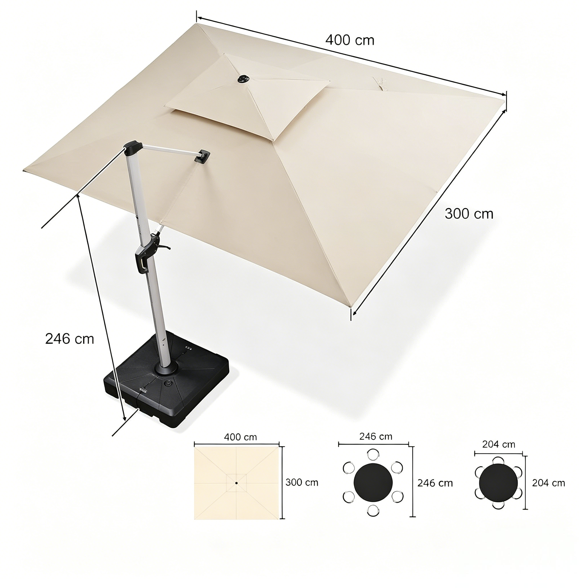 parasol déporté inclinable 4x3 anthracite