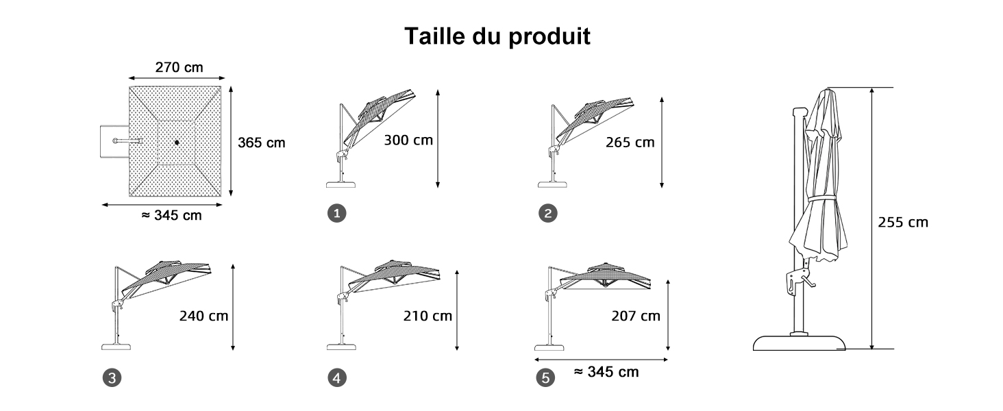 parasol déporté carré 4m