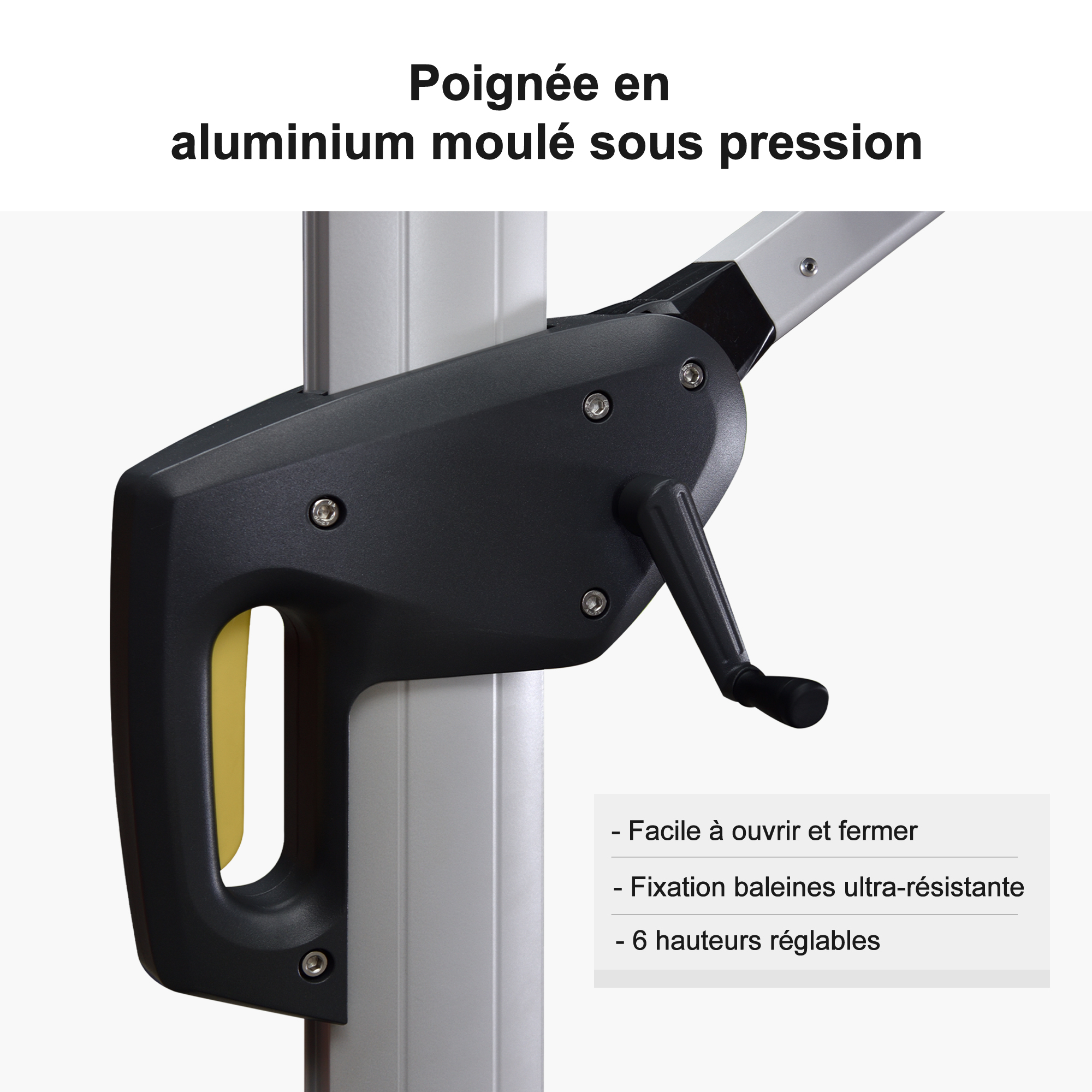 parasol déporté orientable 360 gris