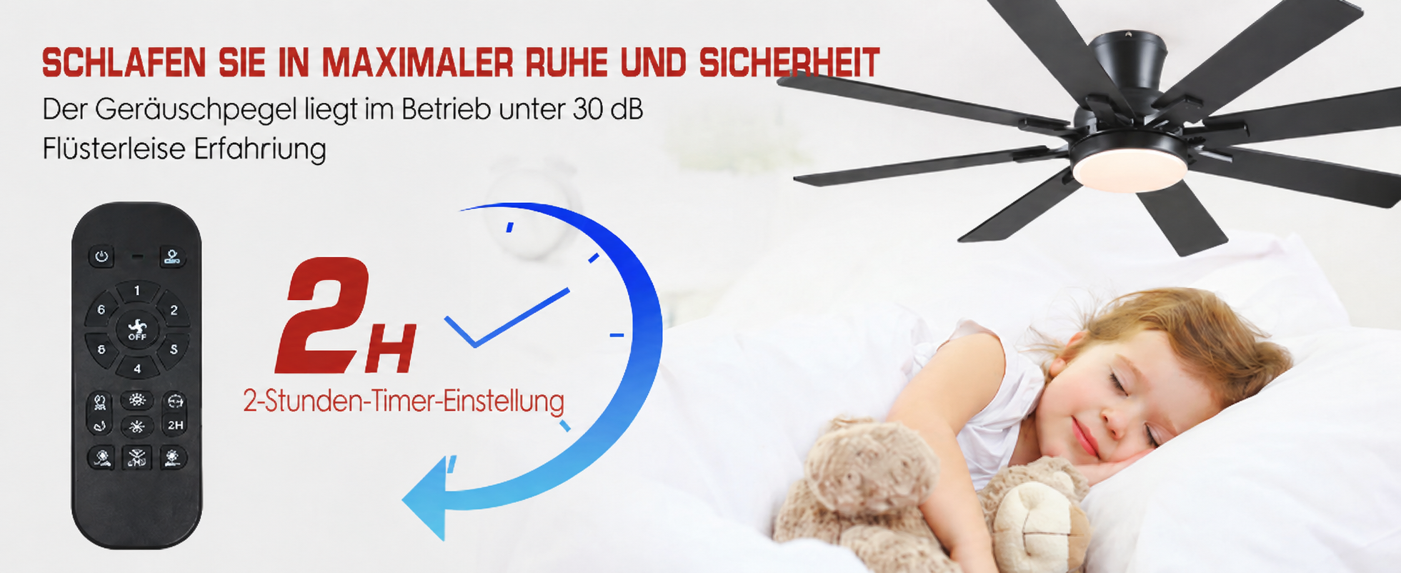 Produktansicht: Kviflon Flacher Deckenventilator mit 8 Flügeln Schwarz 132 cm mit LED und leisem DC-Motor
