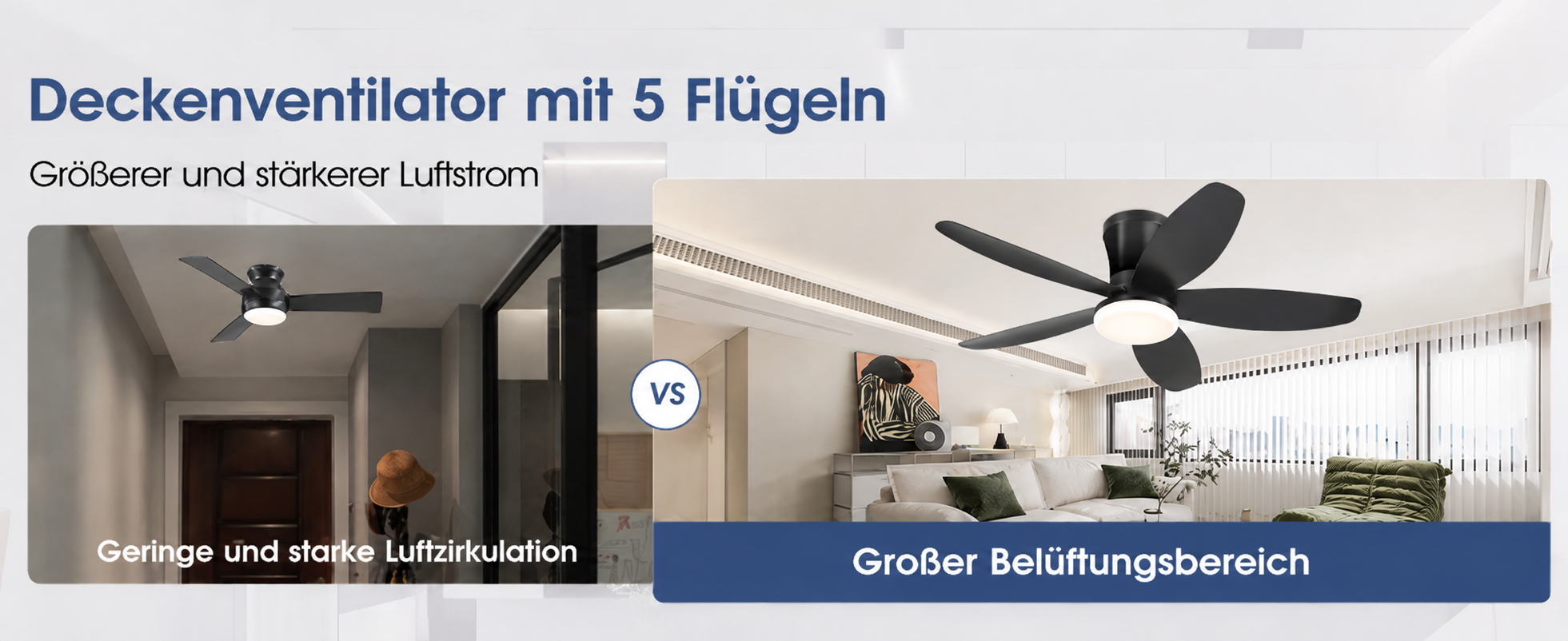 Produktansicht: Kviflon Deckenventilator Schwarz 91 cm mit LED und leisem DC-Motor