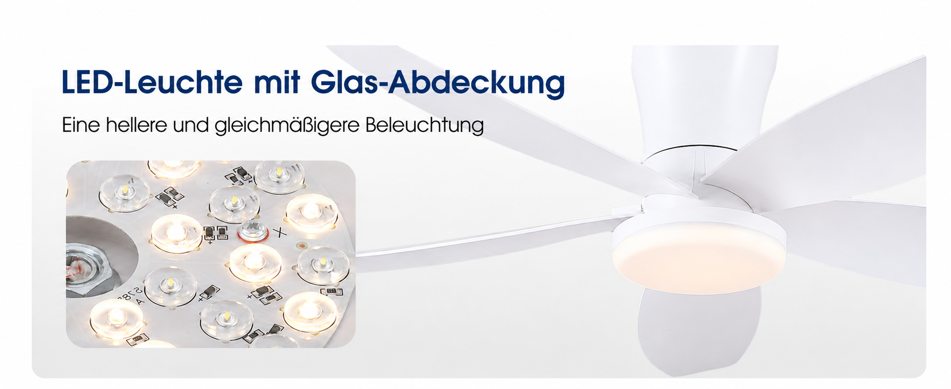 Produktansicht: Kviflon Deckenventilator Weiß 107 cm mit LED und leisem DC-Motor