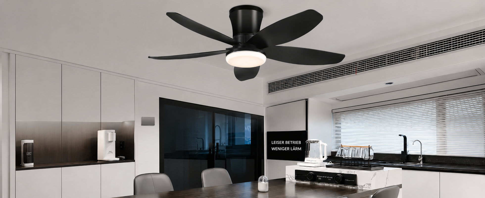 Produktansicht: Kviflon Deckenventilator Schwarz 91 cm mit LED und leisem DC-Motor