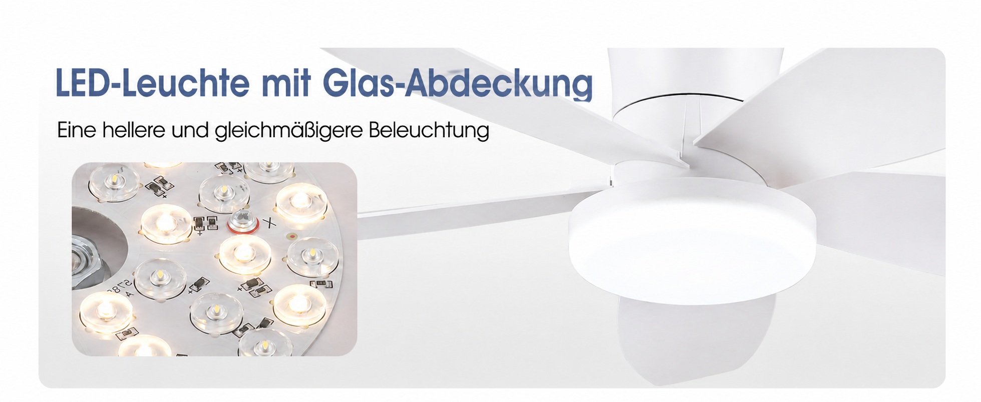 Produktansicht: Kviflon Deckenventilator Weiß 122 cm mit LED und leisem DC-Motor