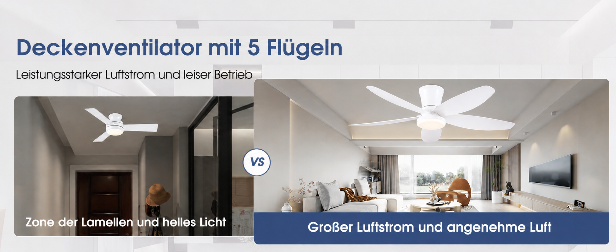 Produktansicht: Kviflon Deckenventilator Weiß 107 cm mit LED und leisem DC-Motor