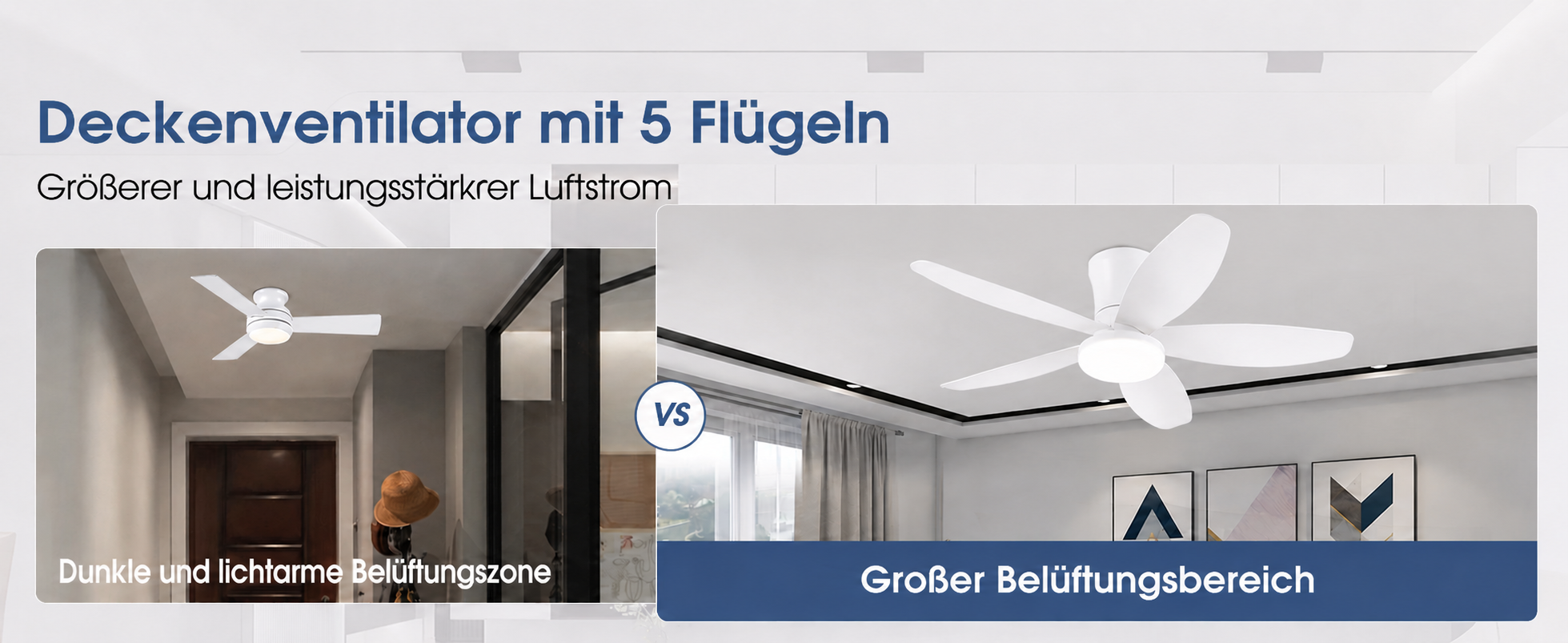 Produktansicht: Kviflon Deckenventilator Weiß 122 cm mit LED und leisem DC-Motor