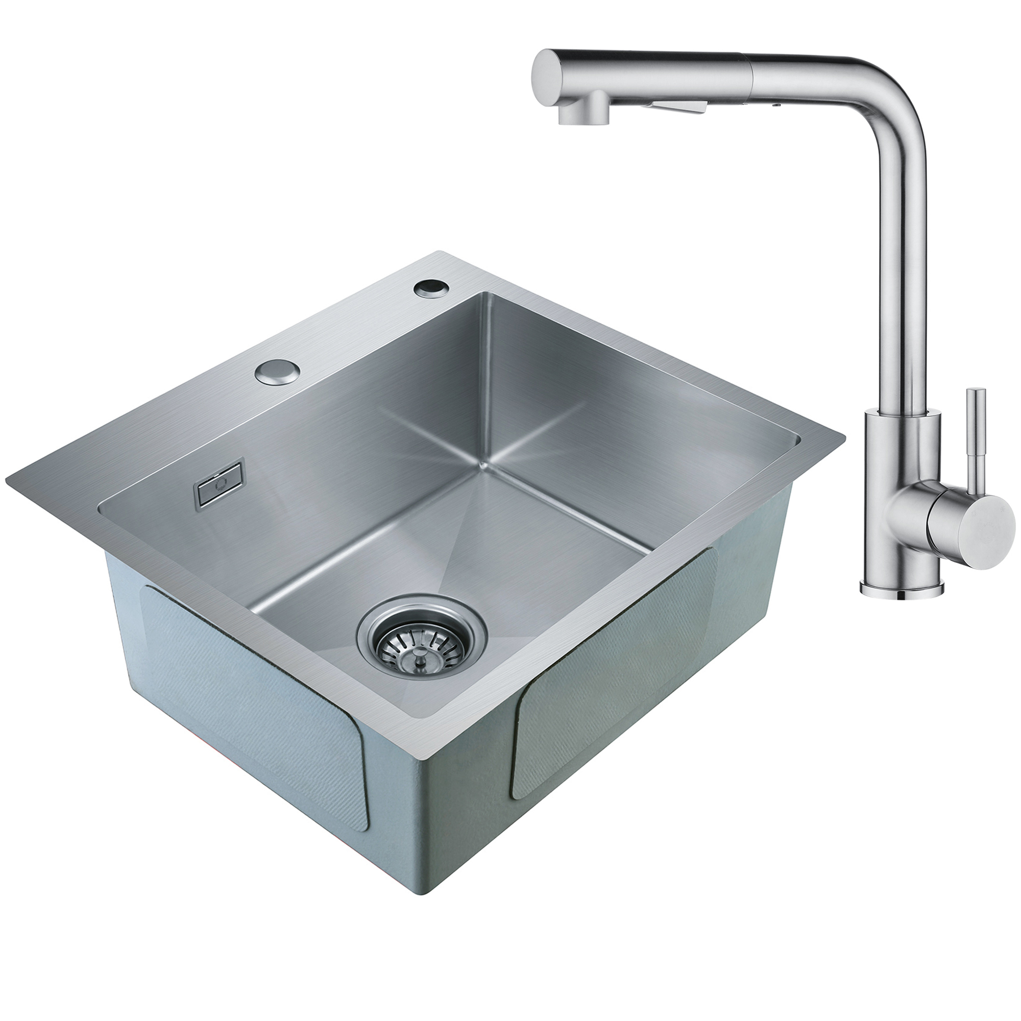 CECIPA Evier Cuisine 1 Bac 50×45×18.5CM Évier Inox 1 Cuve avec