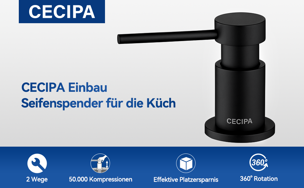 CECIPA Dispenser Sapone Cucina per Lavello, Dispenser di Sapone Liquido con  Flacone da 300 ml e Tubo di Prolunga da 1,2 m, Dosatore Sapone da Incasso  in Rame, Riempimento dall'Alto, Spazzolato