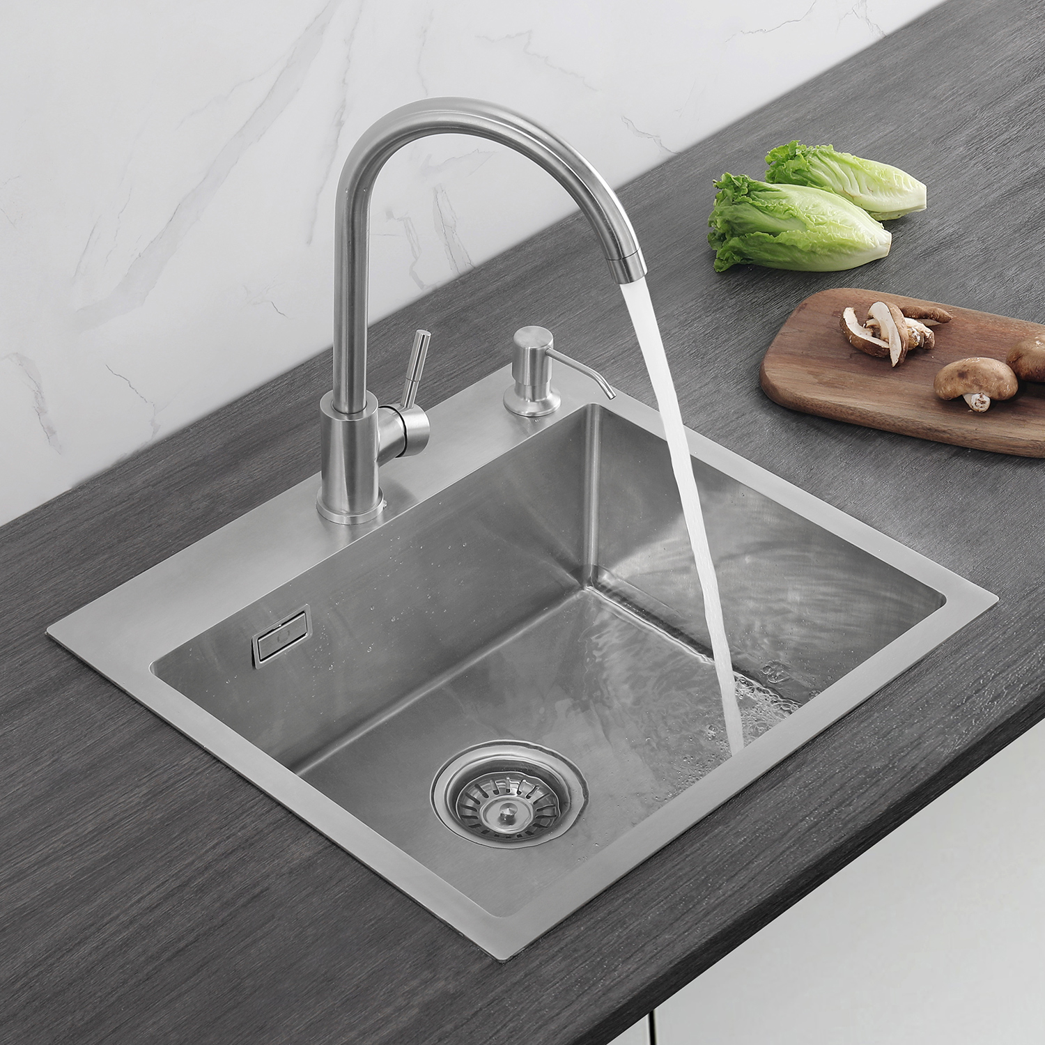 CECIPA Unique Évier de Cuisine à 1 Bac 50*45*18.5CM Évier 1 Cuve en