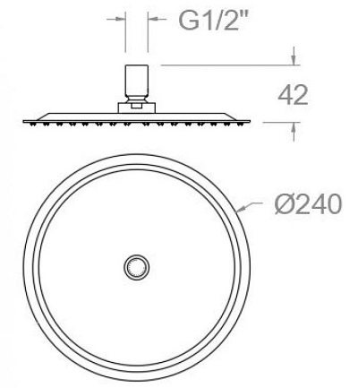 Medidas del rociador de ducha circular extraplano Ø240mm - ramonsoler
