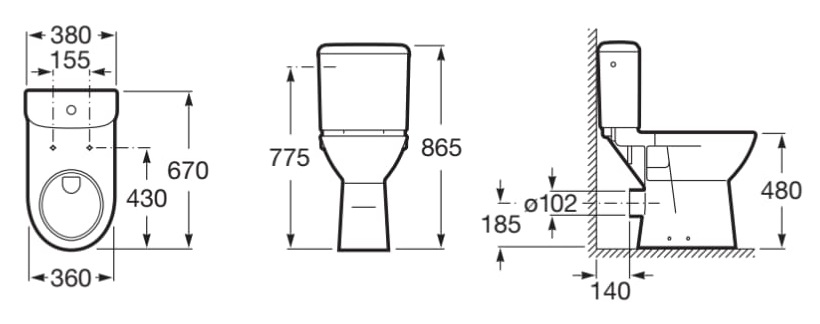 Taza con salida vertical para inodoro de tanque bajo para movilidad reducida