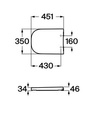 Medidas de la tapa y asiento de Supralit para inodoro de tanque bajo THE GAP - ROCA