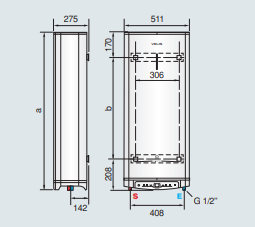 schéma des dimensions du chauffe-eau électrique velis pro wifi ariston