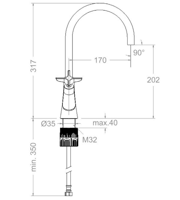 Medidas del grifo bimando ADAGIO de Ramón Soler
