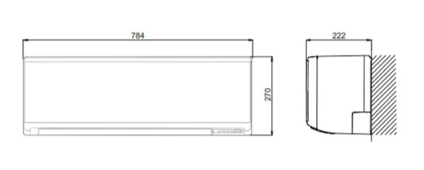 Schéma dimensions Fujitsu multisplit