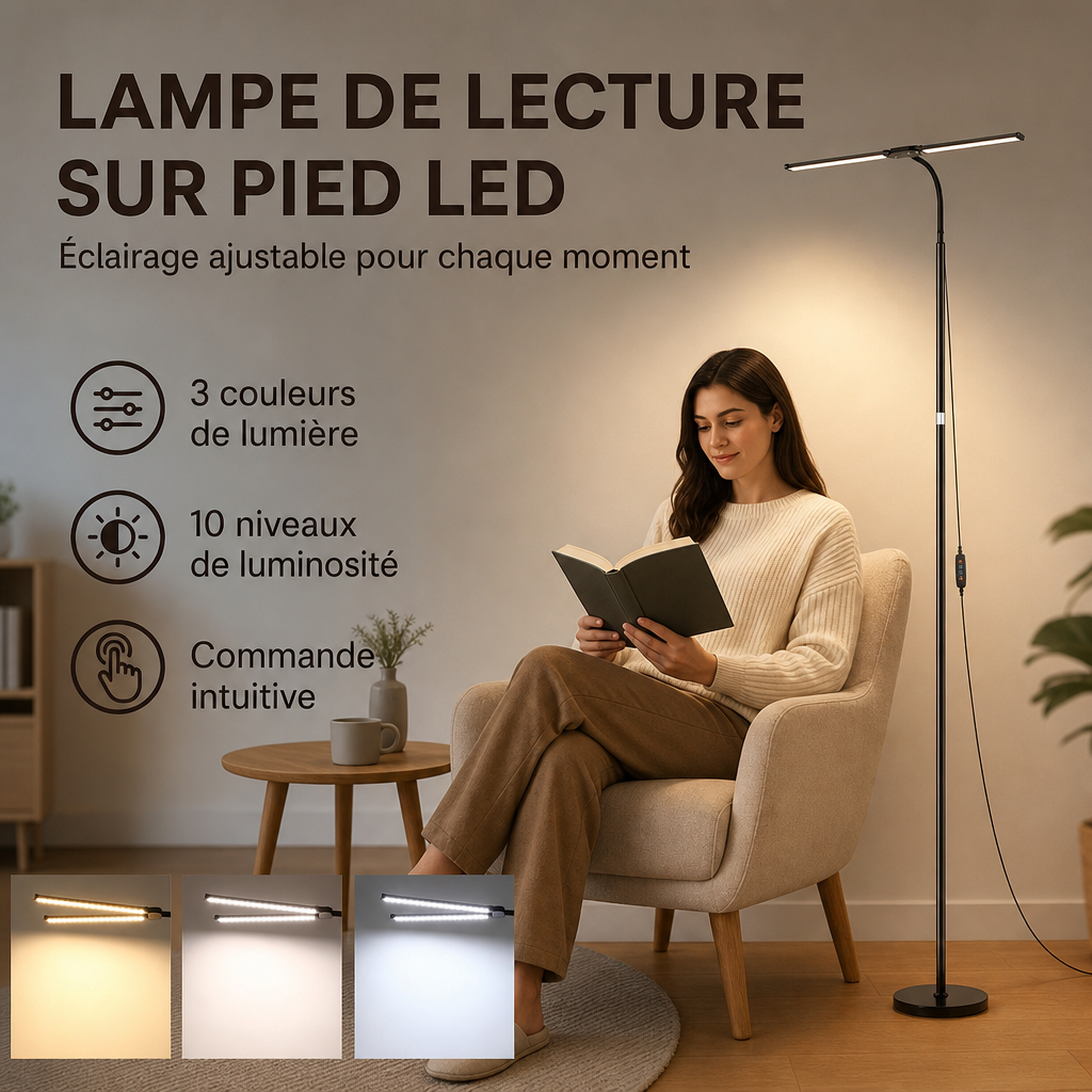 Lampadaire LED double tête – 144 LED – Protection oculaire