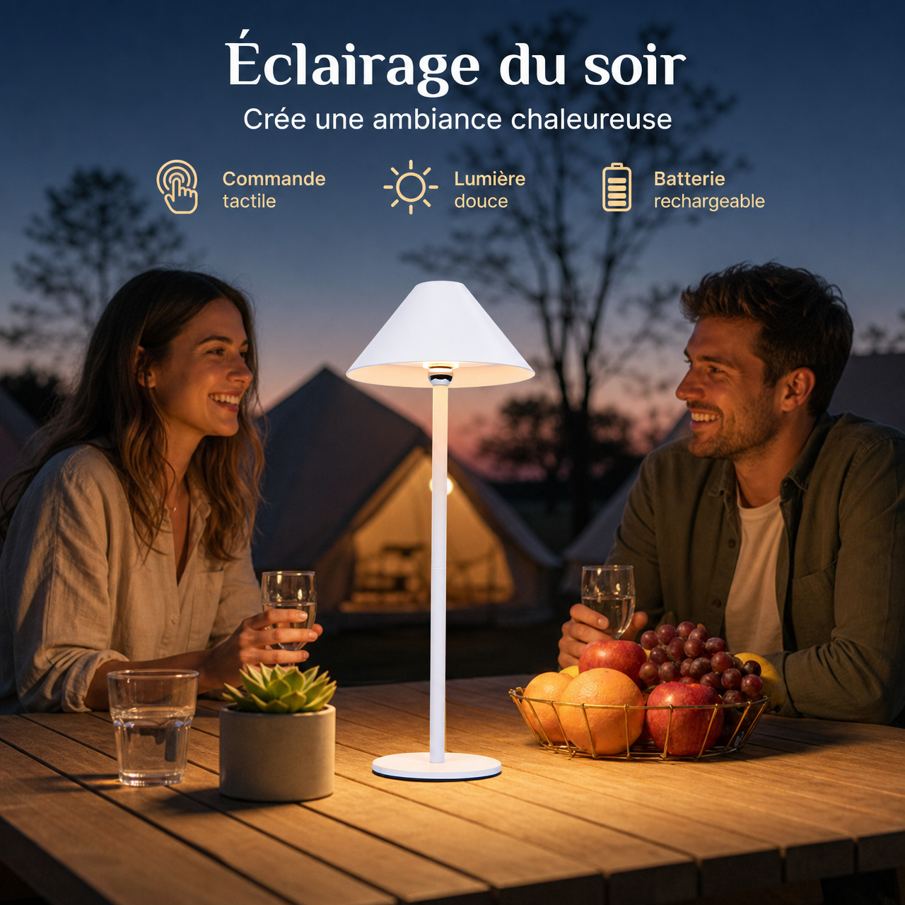 Lampe de table LED sans fil – Blanc – 360° magnétique