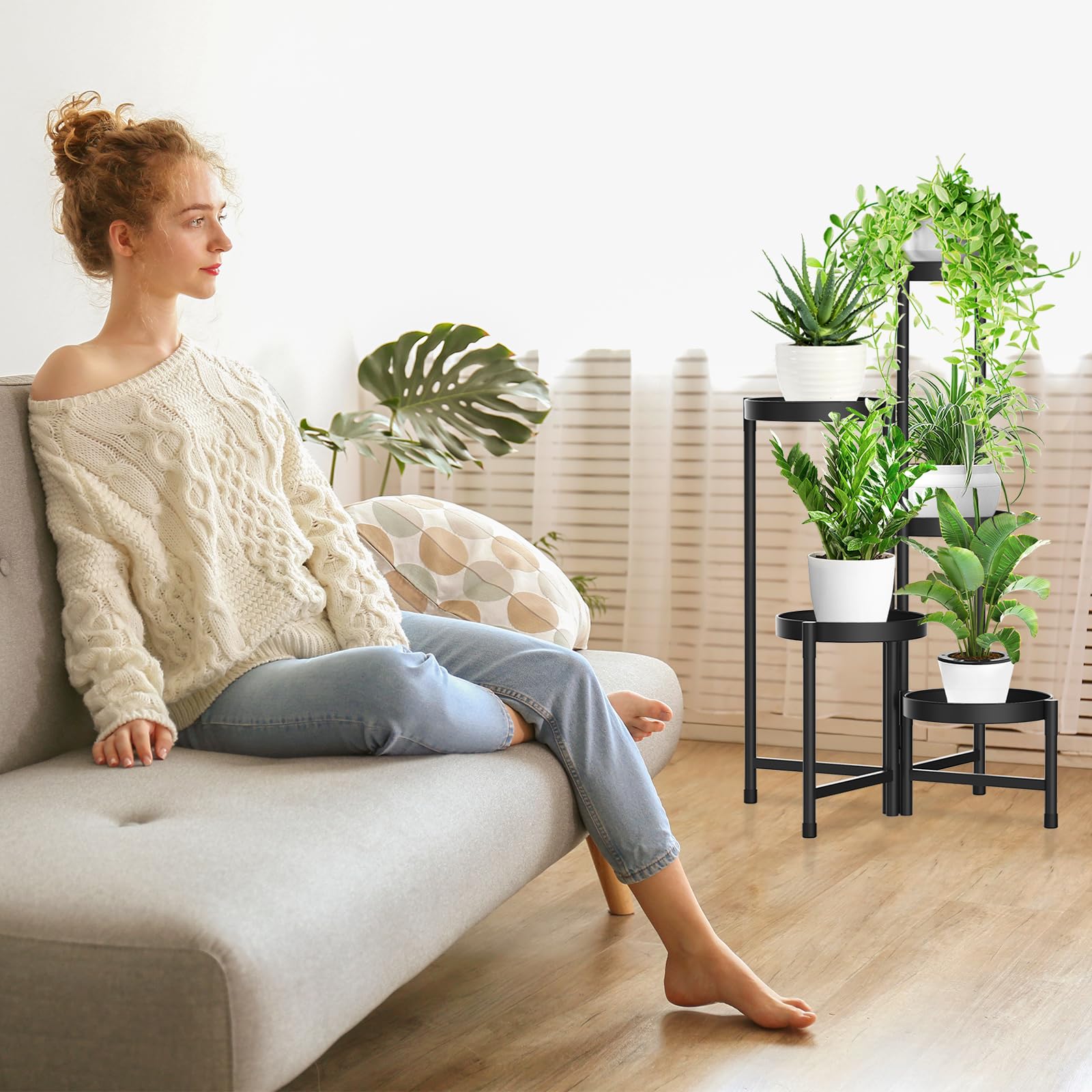 Étagère Plante métal Noir en utilisation