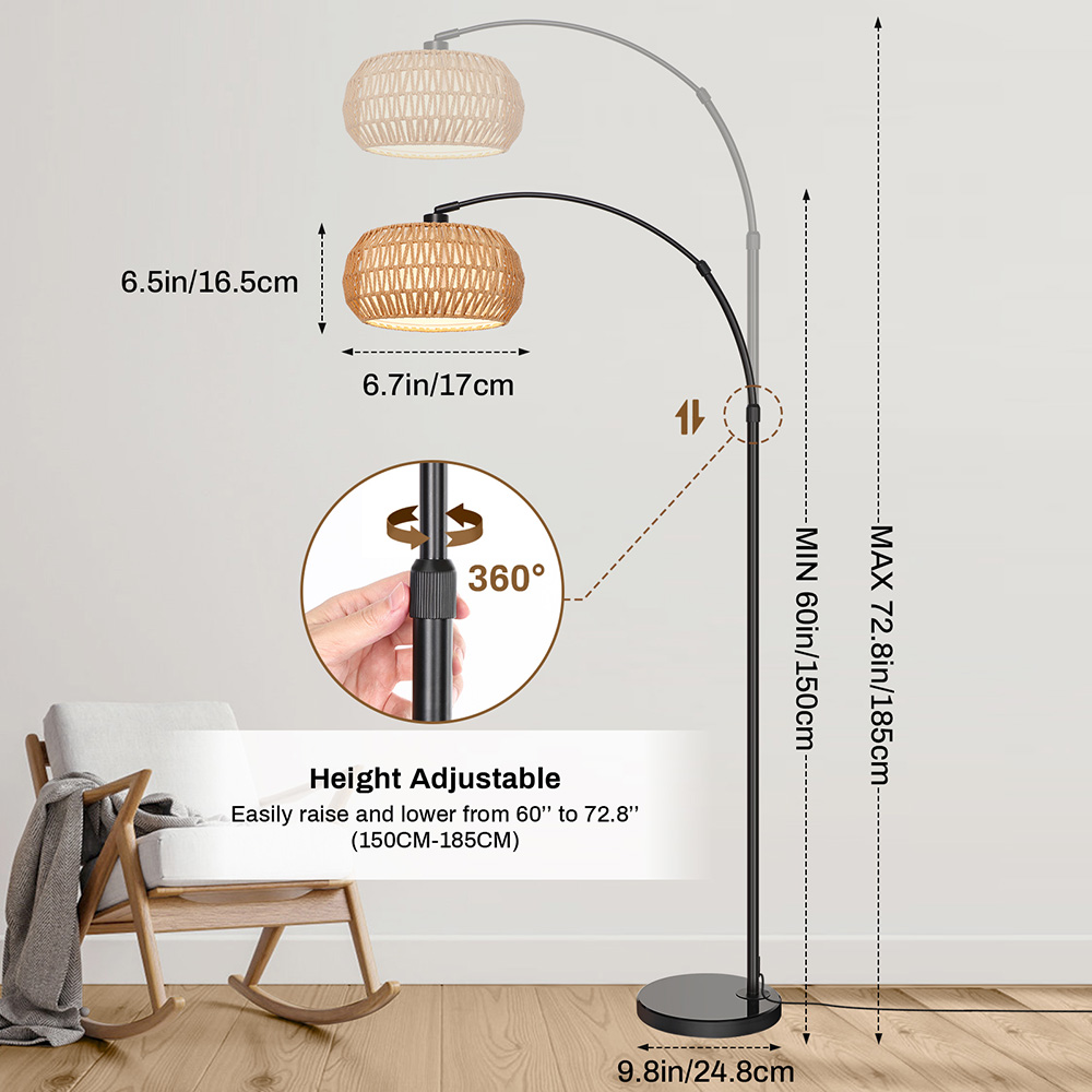 Spécifications du Lampadaire Salon avec Abat-Jour Rotin