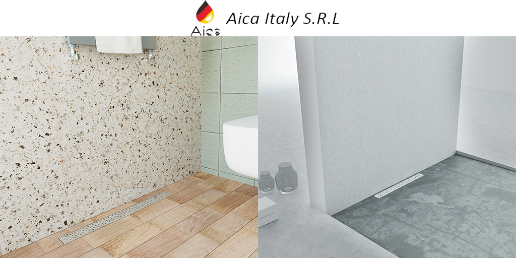 Canaletta Doccia AICA Italy In Acciaio Inox - 60 Cm, Con Sifone E Griglia, Per Pavimento Doccia