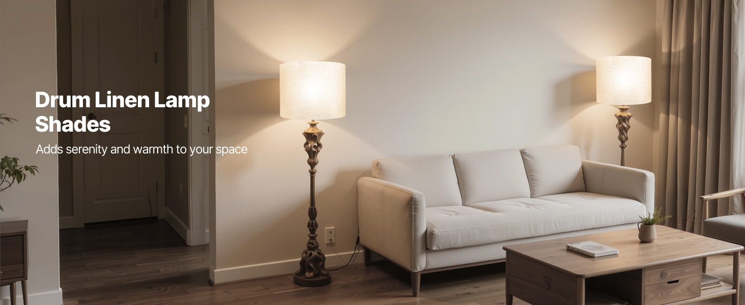 VEVOR Abat-jour Tambour, 2 Pcs, 330 X 330 X 250 Mm, Abat-jour De Remplacement Moyen En Lin Pour Lampes De Table, Lampadaires Et Suspensions, Housse De Rechange Pour Lampe, Assemblage Facile, Lin Clair