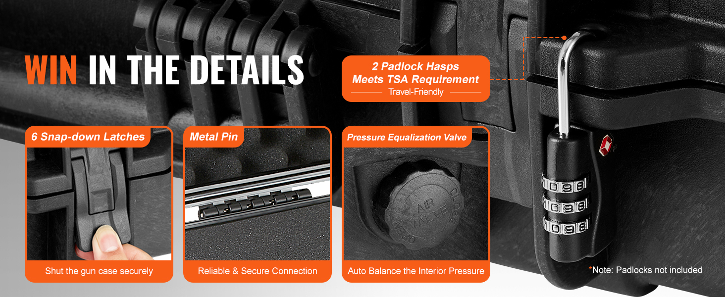 Custodia Rigida Per Fucile VEVOR - 138cm, Impermeabile IP67, Con Schiuma Personalizzabile E Ruote - Foto 3