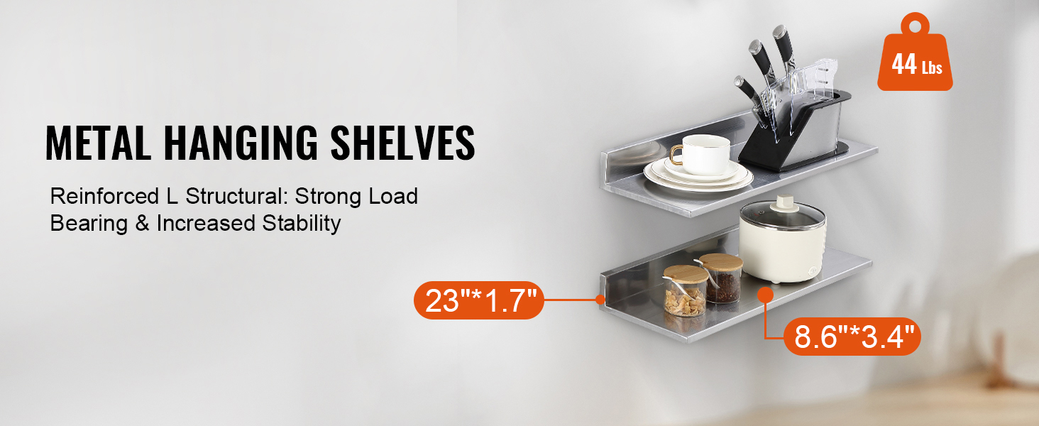 Mensola A Parete In Acciaio Inox VEVOR - 915x305x63mm, Portata 113kg, Per Cucina E Bagno