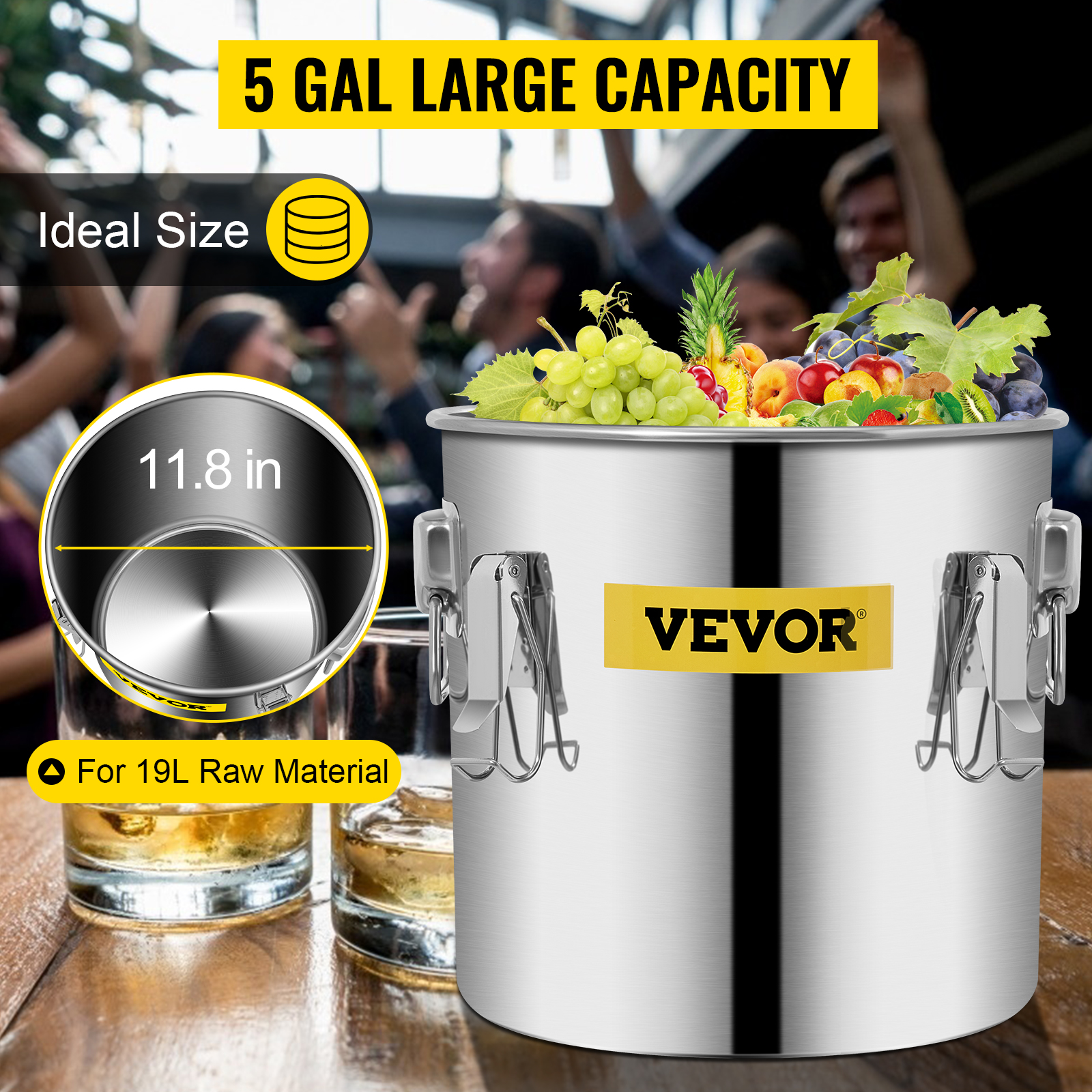 VEVOR VEVOR Distillatore Alambicco in Acciaio Inossidabile Barile da  19L/5Gal per Acqua Distillata Vino Liquore Grappa Whisky Vodka Uso  Domestico, Alambicco per Distillazione in Acciaio Inox 19L per Alcol