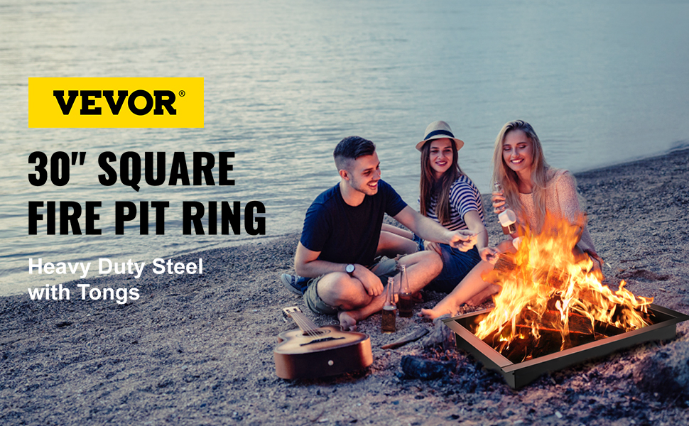 Anello Per Braciere VEVOR Quadrato - 1066x1066 Mm Esterno | Acciaio Al Carbonio Per Campeggio E Giardino - Foto 7