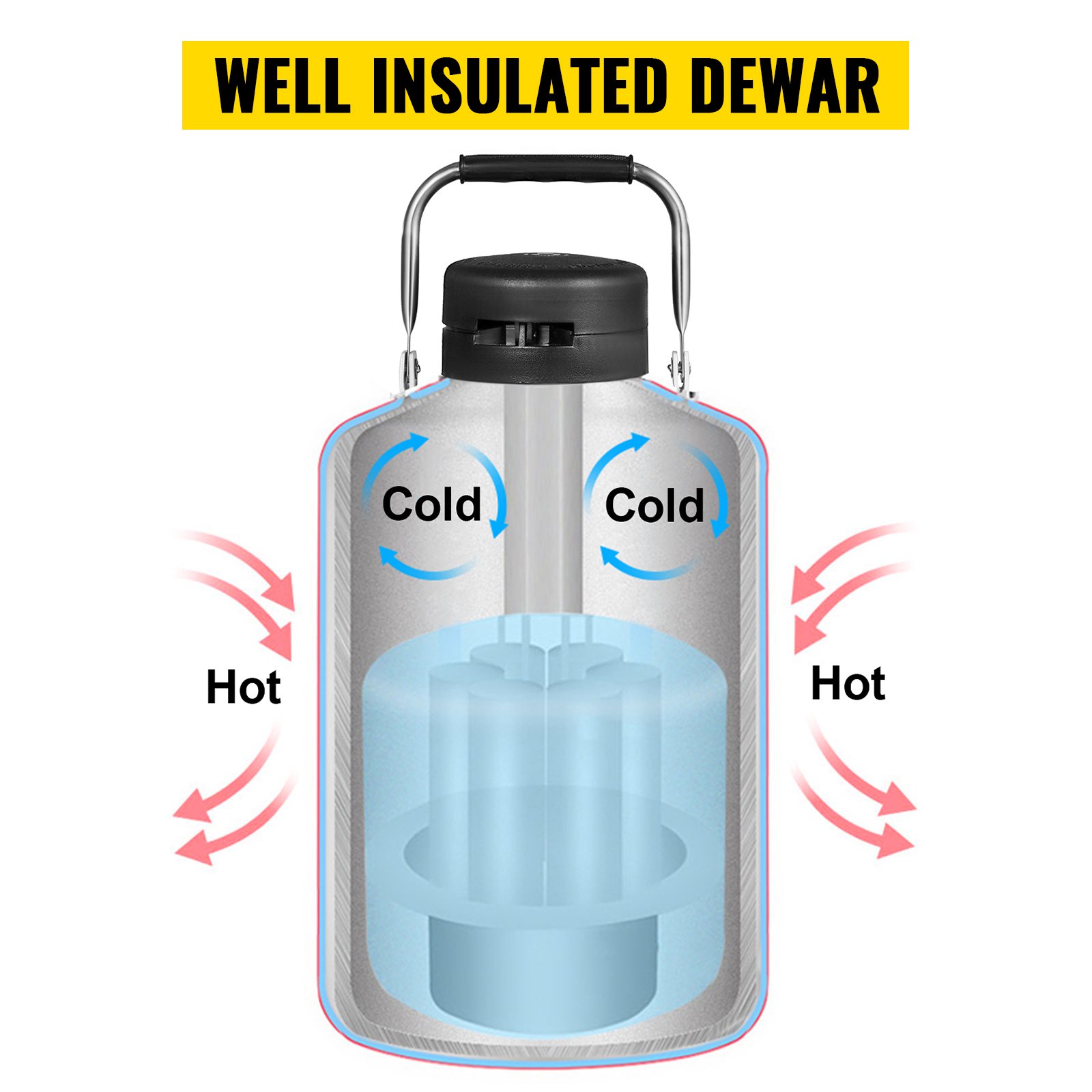 Contenitore Azoto Liquido Criogenico 3L LN2 Serbatoio Dewar di