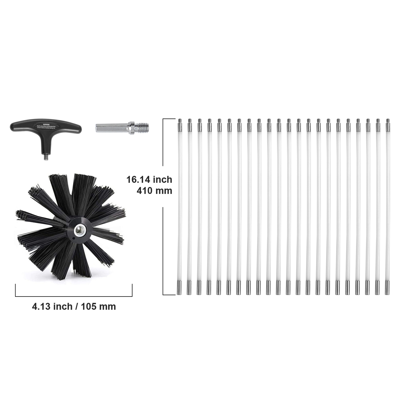 Kit de Ramonage Poêle Pellet Cheminée 15,24 m Brosse de Nettoyage de Conduit de Sécheuse 37PCS Nylon Renforcé Outils de Nettoyage de Séchoir