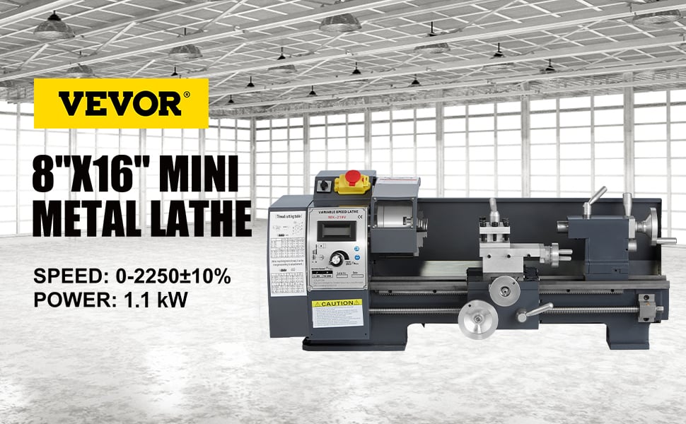 VEVOR Mini Tornio in Metallo, 8x16 Pollici 50-2500PRM 750W DC Tornio in  Metallo a Velocita Variabile per La Lavorazione di Mini Parti di  Precisione, L'Elaborazione di Campioni e Lavori di Modellazione