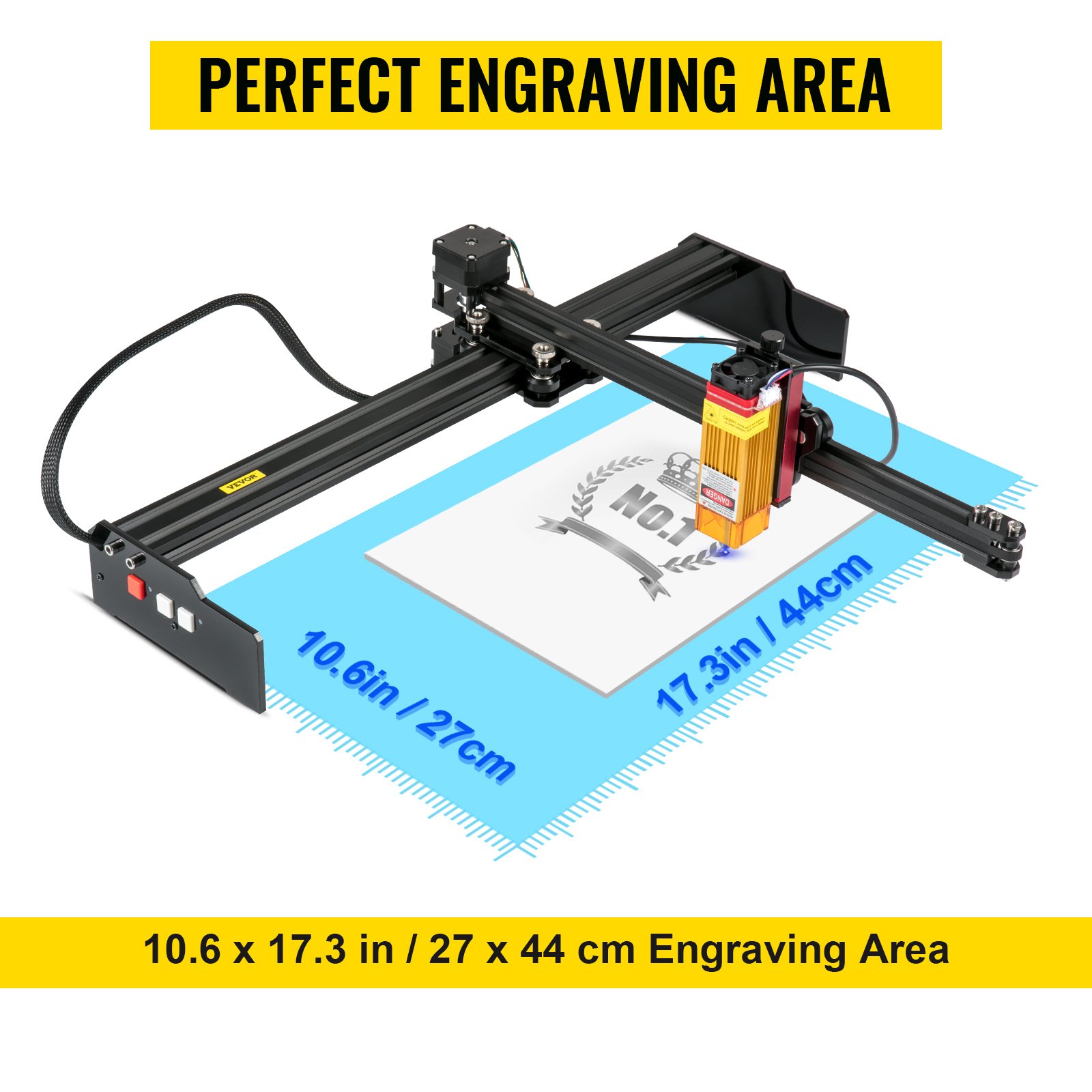 VEVOR Macchina per Incisione Laser, 270 x 440 mm Potenza 5,5 W 6000 mm/min  Incisione Laser in Lega di Alluminio per Carta, Legno, Pelle, Stoffa,  Plastica, Acrilico, Superficie Metallica Verniciata