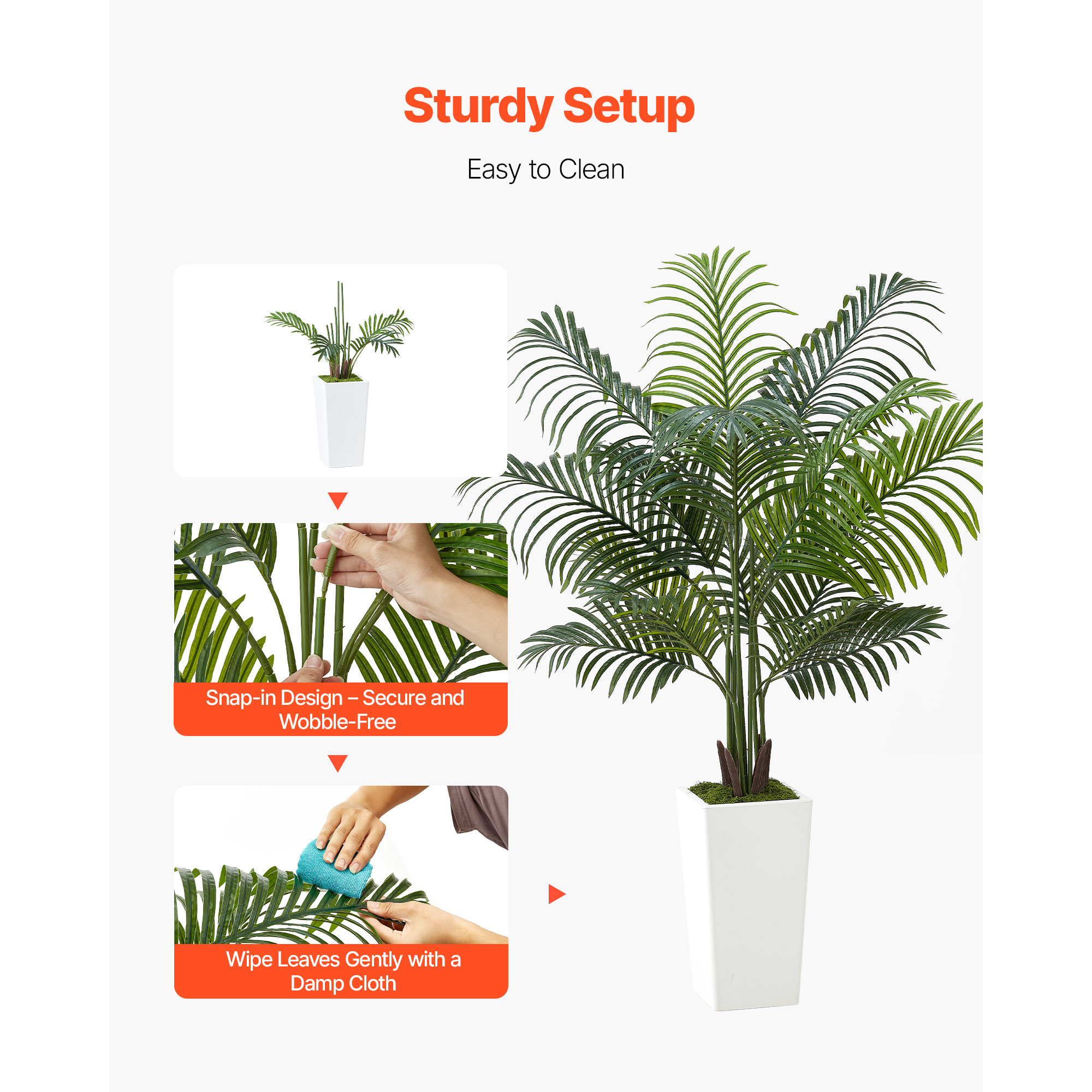 Mophorn Palma Areca Artificiale 1524 mm, Pianta Tropicale Finta con Fioriera Bianca Alta, Pianta Decorativa in Seta da Pavimento in Vaso, Albero Grande per Casa, Ufficio, Interni ed Esterni
