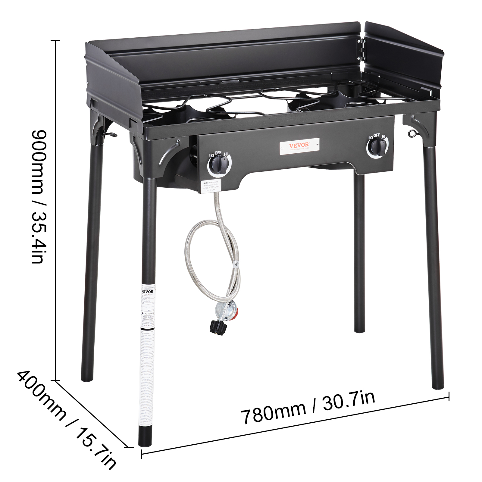 Réchaude à Gaz Tabouret 8 KW – Avec Tuyau 1,5m Et Régulateur, Pour Camping