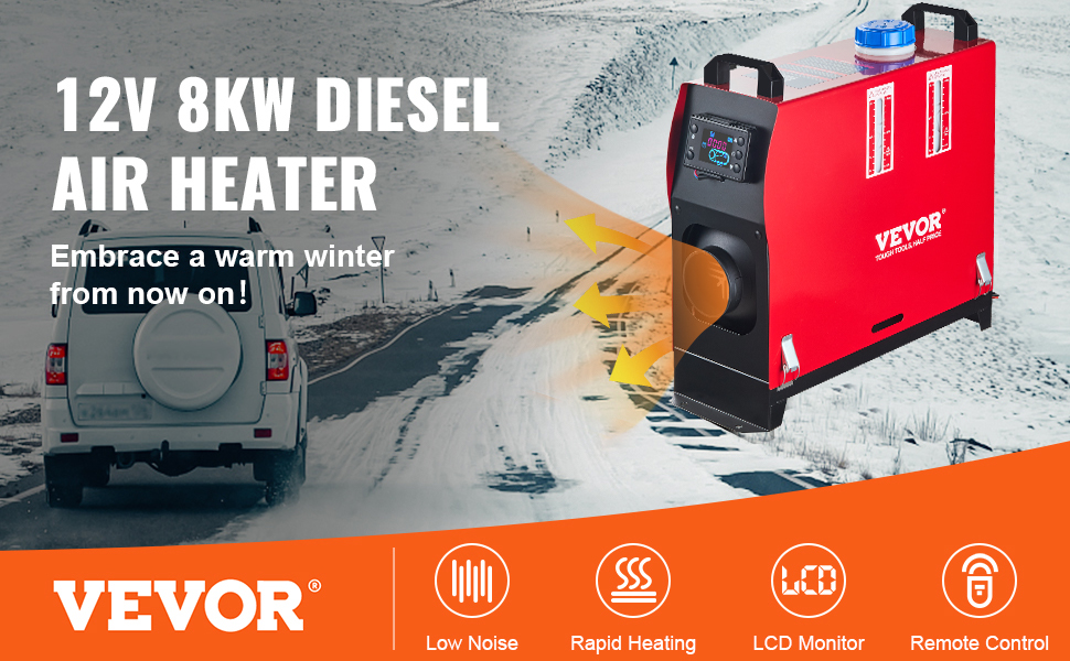 calefactor de aire diésel, pantalla LCD, 8 kW