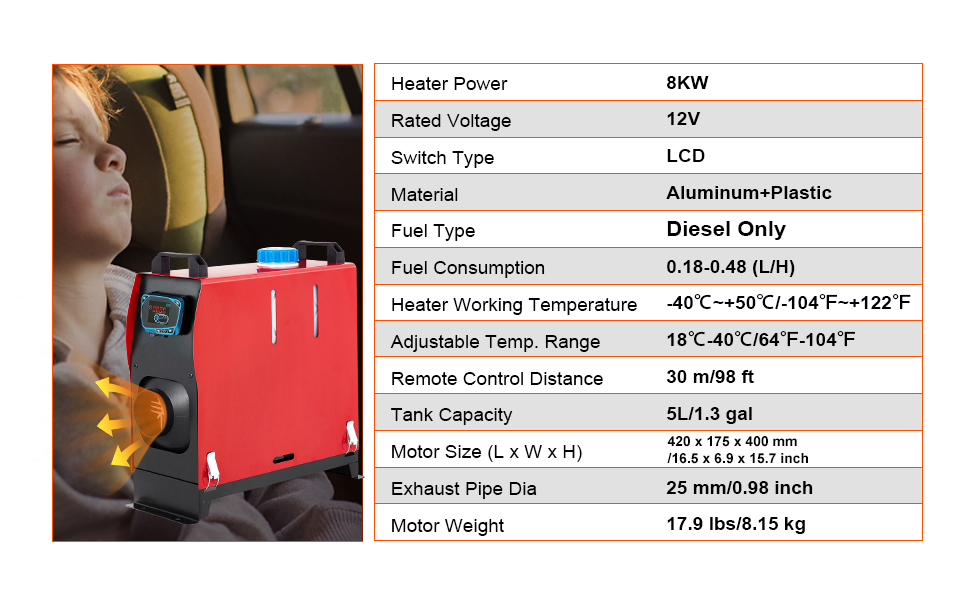 Calefactor de aire diésel, 12V