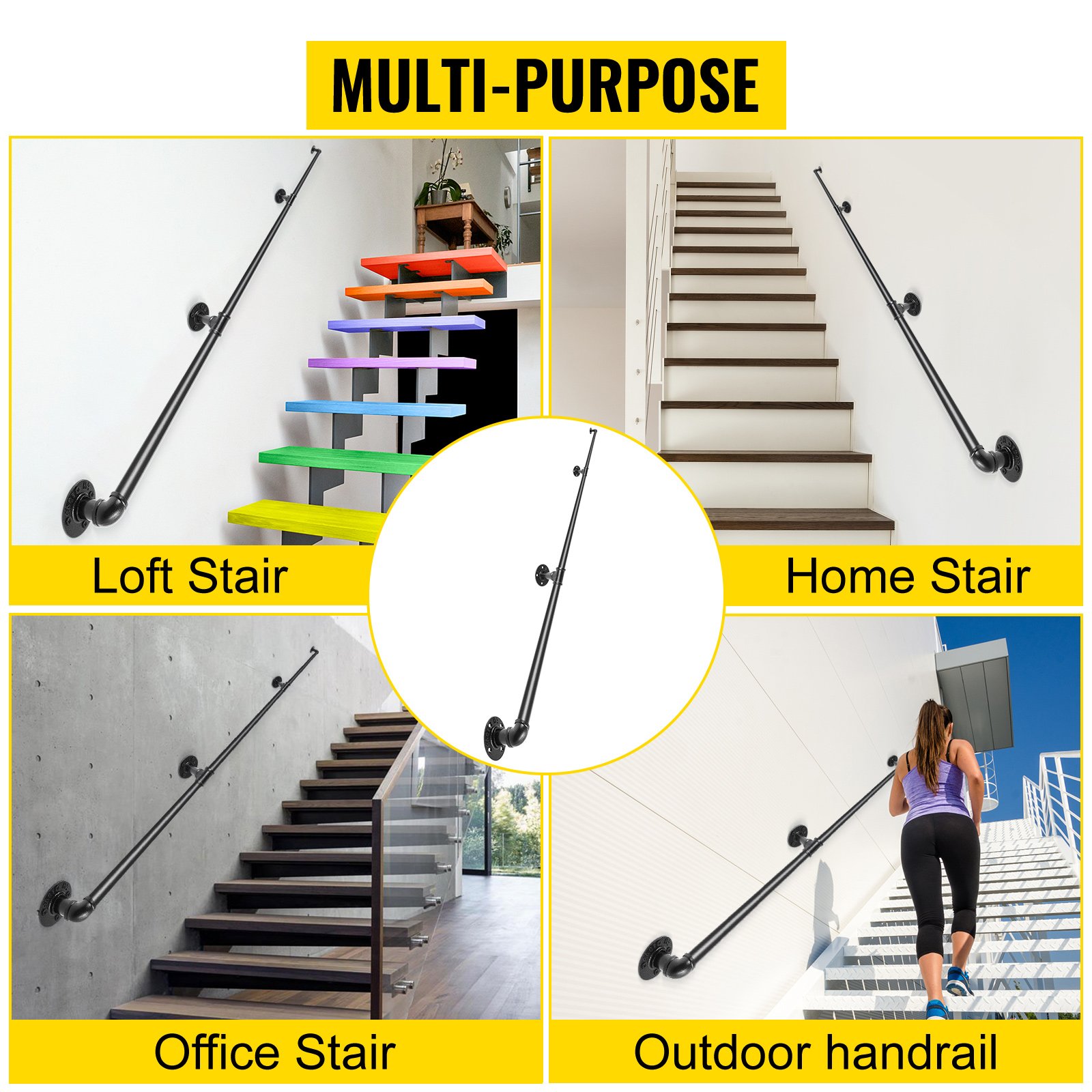 VEVOR Rampe Escalier Murale 2,4 M Main Courante Acier Carbone Garde-Corps Metal Capacite Charge 200 Kg/Tube Rambarde De 3 Tubes 32 Mm 4 Supports Muraux Pour Enfants Personnes Agees Interieur Exterieur -Mottetch Boutique AAHKMJXYDAFdJAOAIMEbOAchsNwF47gfWWMct1uaXzXJCVIqjjVJLqw cq39v7nX9UYgu6ejPNi E7rZA2qW0D2oyPLXE DgSiPYZiPUVs5gfcaMm2tIBFfUJT Ub5zqWR7qn9hVr2imom0P7P8 3V5U