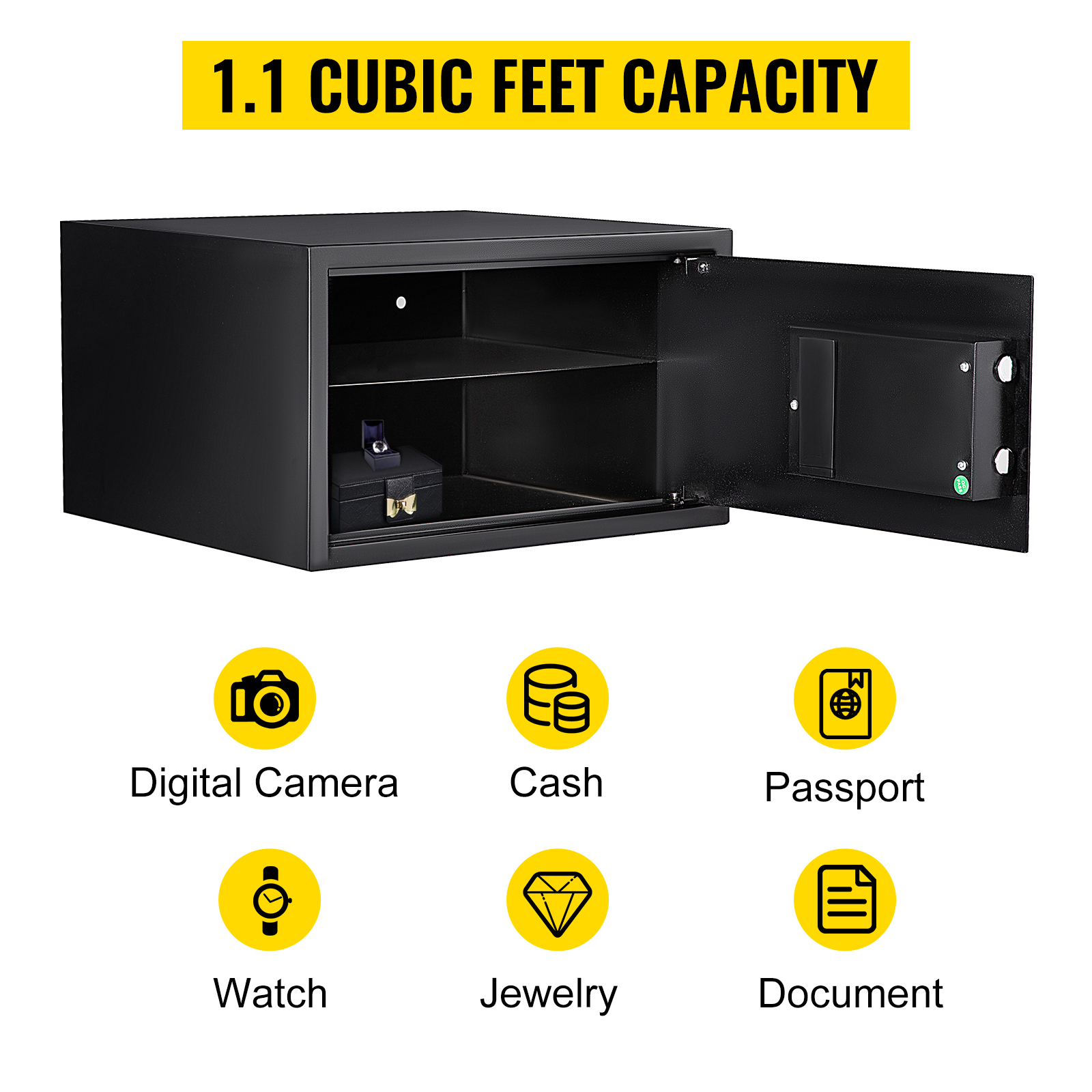 VEVOR Coffre-Fort Digital 28L En Acier Au Carbone Coffre-Fort Electronique 2 Kits De Code Et 2 Cles Coffre-Fort De Securite Antivol Coffre-Fort Cle Et Code Anti-Effraction Ignifuge Billet Bijou Armes -Promos Matériel Boutique AAHKMJXYDAFdJAOAIMEbOAchsNwF47gfWWMct1uaXzXJCVIqjjVJLqw